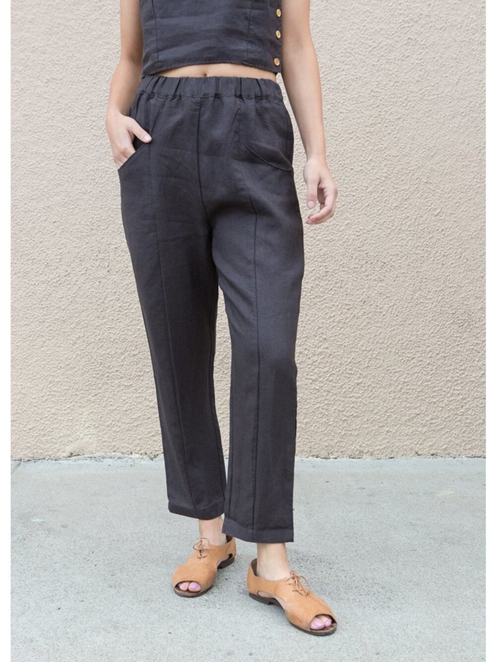 Mate the Label The Willow 100% Linen Pants Vintage Black Summer Beach